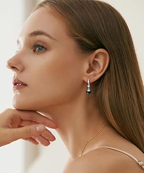 Amazon.co.jp: タヒチ産ブラックパールドロップピアス 925